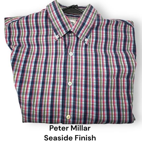 Peter Millar Other - Peter Millar Seaside Finish Plaid Cotton Button Down Men's Size Large